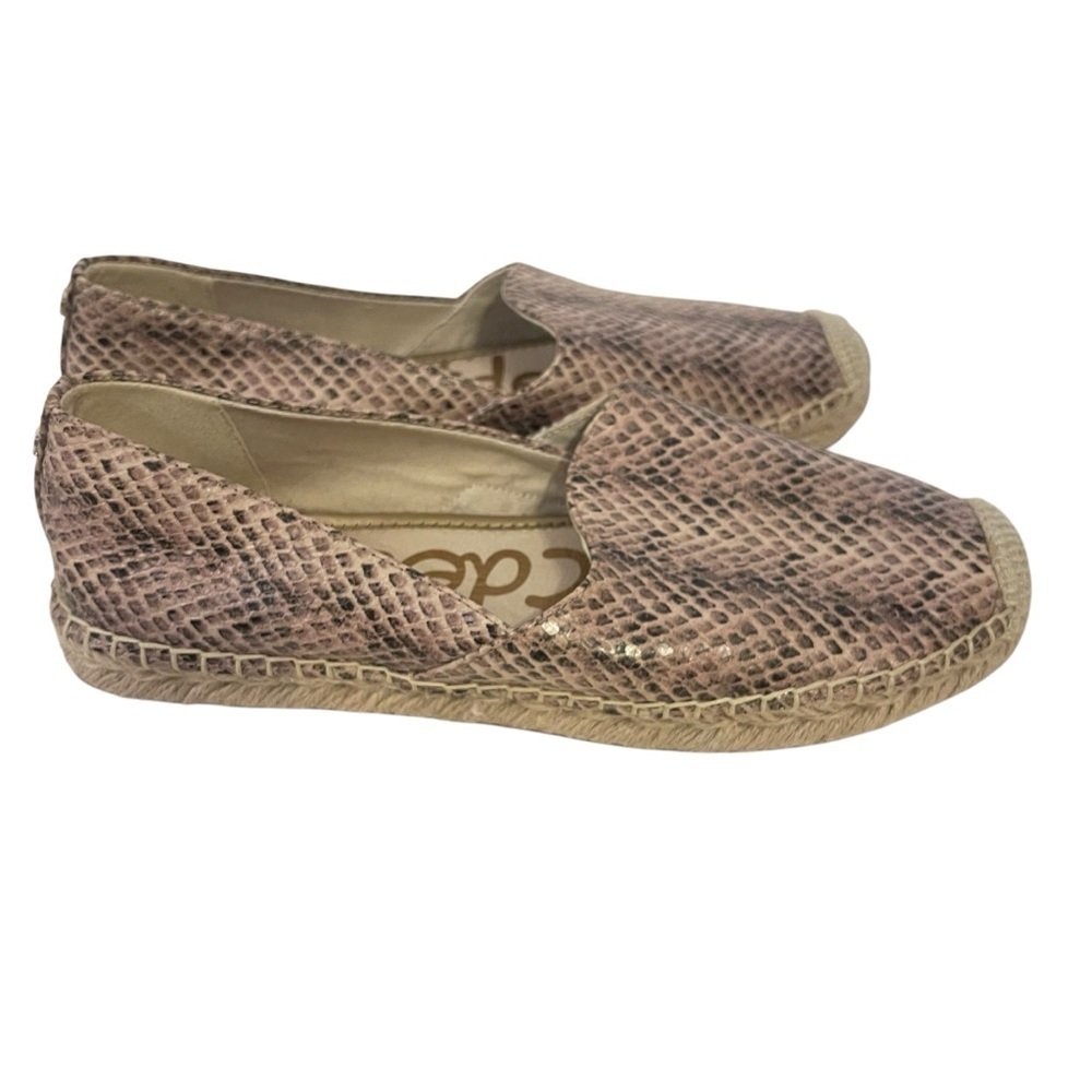 Women’s SAM EDELMAN Keisha Snakeskin Leather Espadrilles Flats Slip On Shoes